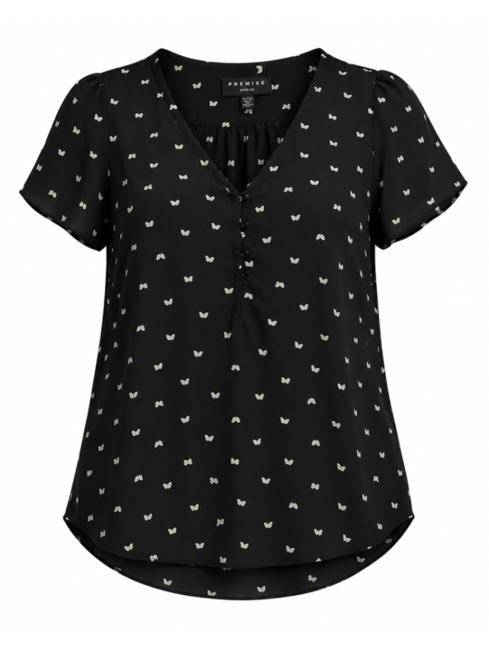 Women's Premise Butterfly Print Blouse, Black and White, Size 2X
292